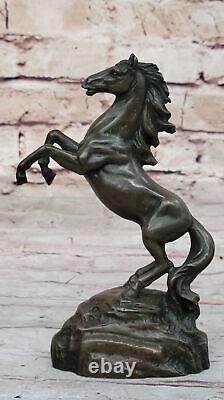 'Signed Art Deco Horse Breeding Bronze Sculpture Handmade Statue Decor Figurine'
