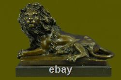 Signed Barye African Male Lion King Jungle At The Bronze Repos Sculpture Art Deco