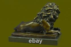Signed Barye African Male Lion King Jungle At The Bronze Repos Sculpture Art Deco