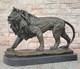 Signed Barye African Male Lion King Of The Jungle At Rest Bronze Sculpture Art Deco