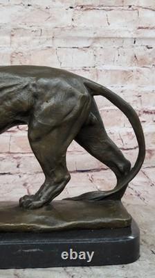 Signed Barye African Male Lion King of the Jungle at Rest Bronze Sculpture Art Deco