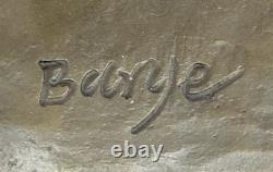 Signed Barye African Male Lion King of the Jungle at Rest Bronze Sculpture Art Deco