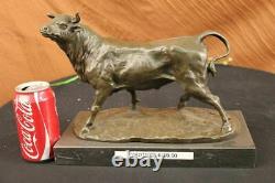 Signed Barye Male Bull Bronze Sculpture Figure Art Deco Animal Statue Figure