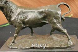 Signed Barye Male Bull Bronze Sculpture Figure Art Deco Animal Statue Figure