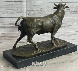 Signed Barye Male Bull Bronze Sculpture Figurine Art Deco Animal Statue Figurine