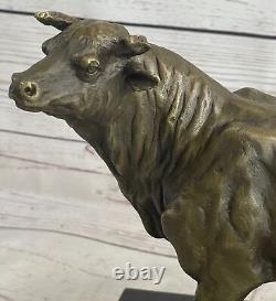 Signed Barye Male Bull Bronze Sculpture Figurine Art Deco Animal Statue Figurine