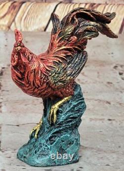 Signed Bergman Farm Barn Rooster Bird Bronze Hand Made Sculpture Statue Art
