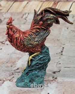 Signed Bergman Farm Barn Rooster Bird Bronze Hand Made Sculpture Statue Art