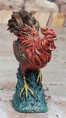 Signed Bergman Farm Barn Rooster Bird Bronze Hand Made Sculpture Statue Art