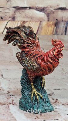 Signed Bergman Farm Barn Rooster Bird Bronze Hand Made Sculpture Statue Art