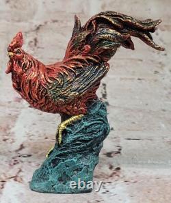 Signed Bergman Farm Barn Rooster Bird Bronze Hand Made Sculpture Statue Art