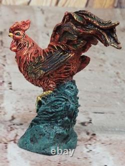 Signed Bergman Farm Barn Rooster Bird Bronze Hand Made Sculpture Statue Art