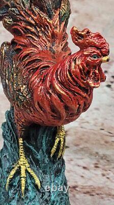 Signed Bergman Farm Barn Rooster Bird Bronze Hand Made Sculpture Statue Art