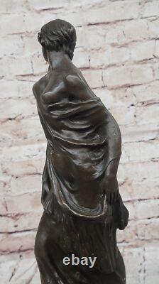 Signed Bronze Art Deco Statue Very Detailed Made Sculpture On Marble By