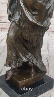 Signed Bronze Art Deco Statue Very Detailed Made Sculpture On Marble By