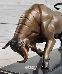 Signed Bronze Bull Statue Modern Art Bullfight Stock Market Sculpture