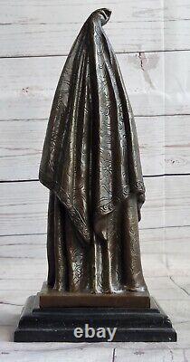 Signed Bronze Dancer Art Deco Vintage Figurine with Black Fringe 20s Style