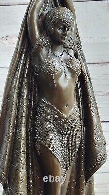 Signed Bronze Dancer Art Deco Vintage Figurine with Black Fringe 20s Style