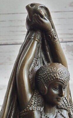 Signed Bronze Dancer Art Deco Vintage Figurine with Black Fringe 20s Style