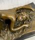 Signed Bronze Erotic Sculpture Art Deco Chair Figurine Statue With Marble Base