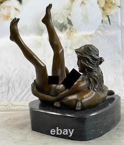 Signed Bronze Sculpture Art Deco Erotic Nude Sex Statue on Marble Base Large
