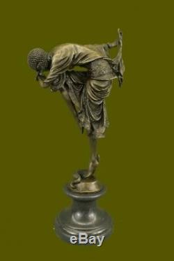 Signed Bronze Style Art Nouveau Deco Chiparus Statue Figurine Sculpture Large