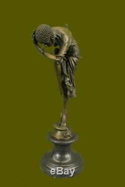 Signed Bronze Style Art Nouveau Deco Chiparus Statue Figurine Sculpture Large