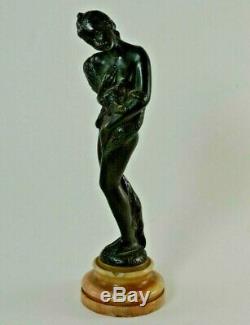 Signed Bronze Woman Bousquet (art Nouveau Deco)