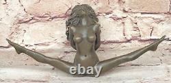 Signed Bronze Woman Statue Erotic Art Deco New