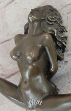 Signed Bronze Woman Statue Erotic Art Deco New