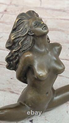 Signed Bronze Woman Statue Erotic Art Deco New