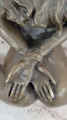 Signed Bronze Woman Statue Erotic Art Deco New