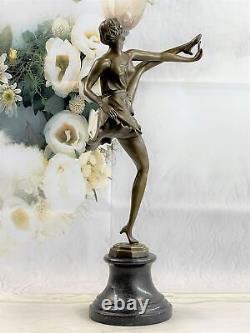 Signed Bruno Zach Top Kick Dancer Bronze Statue Sculpture Art Nouveau