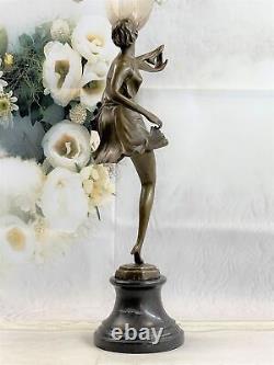 Signed Bruno Zach Top Kick Dancer Bronze Statue Sculpture Art Nouveau