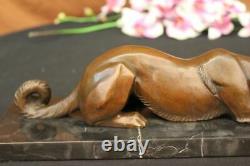 Signed Carvin Patient And Loving Lévrier Dog Bronze Art Deco Sculpture Work