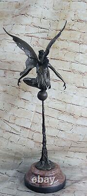 Signed Cesaro, Bronze Art Nouveau Angel Fairy Sculpture Figurine Cast Sale