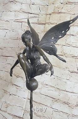Signed Cesaro, Bronze Art Nouveau Angel Fairy Sculpture Figurine Cast Sale