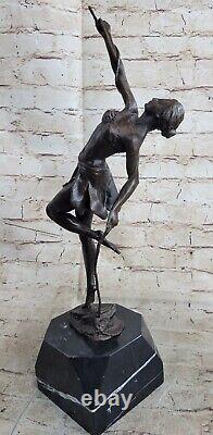 Signed Chiparus True Bronze Art Gymnast Sculpture 19 Grand Figurine