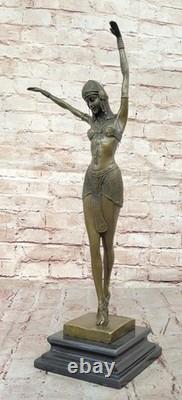 Signed D. H! 100% Genuine Bronze Art Deco Dancer Bronze Sculpture