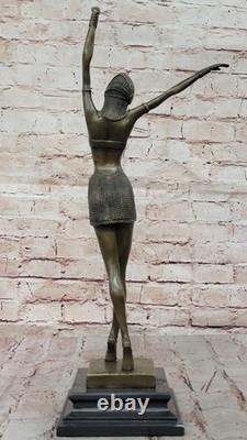 Signed D. H! 100% Genuine Bronze Art Deco Dancer Bronze Sculpture