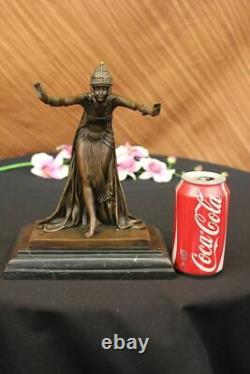 Signed D. H. Chiparus, Art Deco Bronze Dancer Sculpture New Marble Figurine