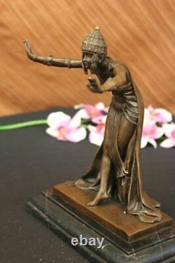 Signed D. H. Chiparus, Art Deco Bronze Dancer Sculpture New Marble Figurine