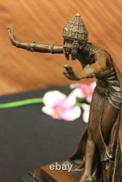 Signed D. H. Chiparus, Art Deco Bronze Dancer Sculpture New Marble Figurine