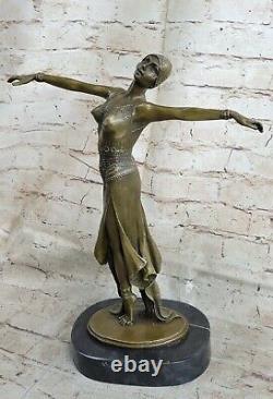 Signed D. H Chiparus, Bronze Art Deco Dancer Sculpture New Figurine Marble