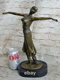 Signed D. H Chiparus, Bronze Art Deco Dancer Sculpture New Figurine Marble