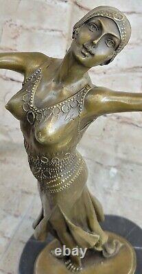 Signed D. H Chiparus, Bronze Art Deco Dancer Sculpture New Marble Figurine