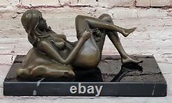 Signed Deco Bronze Sculpture Cubism Chair Girl Abstract Modern Art Decorative Statue