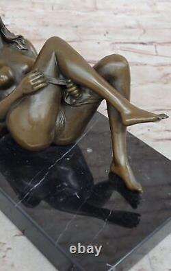 Signed Deco Bronze Sculpture Cubism Chair Girl Abstract Modern Art Decorative Statue