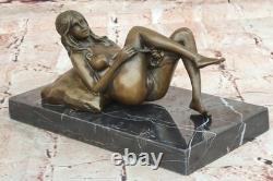 Signed Deco Bronze Sculpture Cubism Chair Girl Abstract Modern Art Figurine Of