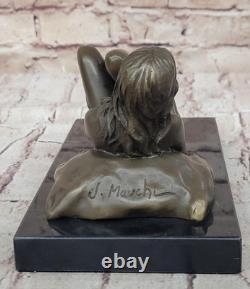 Signed Deco Bronze Sculpture Cubism Chair Girl Abstract Modern Art Figurine Of